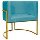 Ver imagem 1 de Poltrona Decorativa Recepção Luna Suede Cores Base de Ferro Dourada - Azul-turquesa, Suede