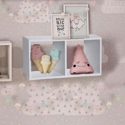 Nicho Duplo 40 X 20 X 20 Em Mdf - Branco - 2