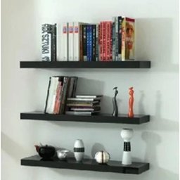 Kit 3 Prateleiras 30X15 Mdf Preta Com Suporte - 2