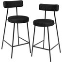 Ver imagem 1 de Kit 02 Banquetas Baixa para Cozinha Sala de Jantar Bancada Milão L02 Couríssimo Preto - lyam decor L
