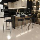 Ver imagem 2 de Kit 02 Banquetas Baixa para Cozinha Sala de Jantar Bancada Milão L02 Couríssimo Preto - lyam decor L