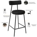 Ver imagem 4 de Kit 02 Banquetas Baixa para Cozinha Sala de Jantar Bancada Milão L02 Couríssimo Preto - lyam decor L
