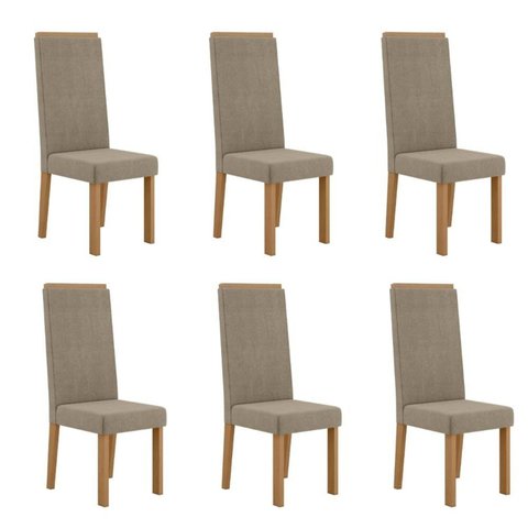 Conjunto 6 Cadeiras para Sala de Jantar Nice Espaldar Marrom/Mel/Caramelo