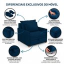Ver imagem 3 de Poltrona Retrátil Cama Solteiro 2 em 1 Zia Confortável e Funcional Veludo Azul Marinho - Abmaza