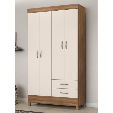 Guarda Roupa Roupeiro Solteiro 42860 04 Portas 02 Gavetas Astro Amendola Touch Off White Demóbile