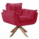 Ver imagem 1 de Poltrona Opala Giratória Madeira Suede