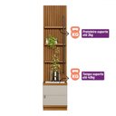 Ver imagem 4 de Estante para Livros Colina 3 Prateleiras 1 Porta Nature/off White - Pnr Móveis