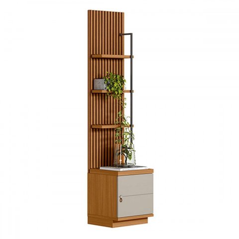 Estante para Livros Colina 3 Prateleiras 1 Porta Nature/off White - Pnr Móveis