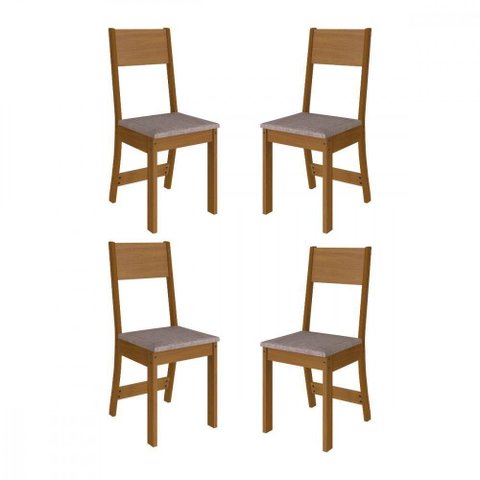 Conjunto 4 Cadeiras Alice Freijo com Tecido Cinza Indekes Freijo/cinza
