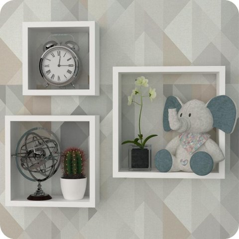 3 Nichos para Quarto de Bebê Infantil Parede Branco