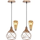 Ver imagem 1 de 2 Pendentes Aramado Esfera Balonê Cobre Rose Gold + 2 Lâmpadas Lustre Luminária Sala Cozinha Balcão