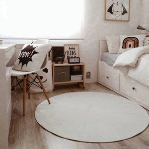 Tapete Boho Redondo Ø140cm Off White - Antiderrapante
