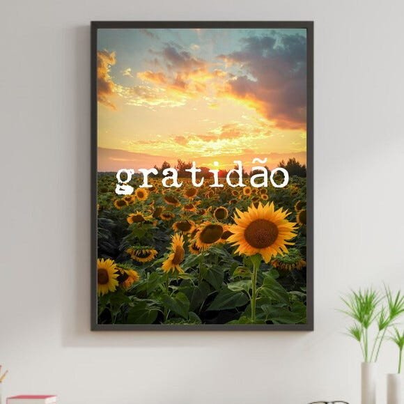 Quadro Decorativo Gratidão - Girassol - Por do Sol - 1