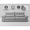 Ver imagem 5 de Sofá Retrátil e Reclinável com Molas Ensacadas e Carregador Usb Colosso 2,90m Linho Soft Prata -