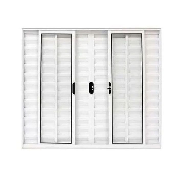 Janela Veneziana de Alumínio Abertura Central 6 Folhas sem Grade 100x120cm Branco Allo Esquadrias Menor preço em Janela Veneziana de Alumínio Abertura Central 6 Folhas sem Grade 100x120cm Branco Allo Esquadrias