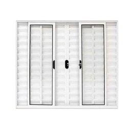 Janela Veneziana de Alumínio Abertura Central 6 Folhas sem Grade 100x120cm Branco Allo Esquadrias - 1