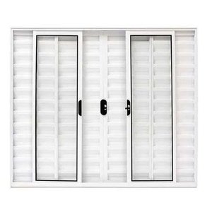 Janela Veneziana de Alumínio Abertura Central 6 Folhas sem Grade 100x120cm Branco Allo Esquadrias