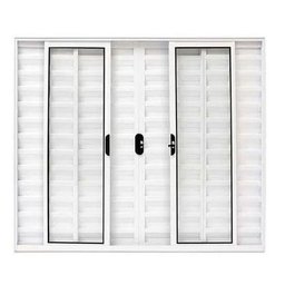 Janela Veneziana de Alumínio Abertura Central 6 Folhas sem Grade 100x120cm Branco Allo Esquadrias - 1 Janela Veneziana de Alumínio Abertura Central 6 Folhas sem Grade 100x120cm Branco Allo Esquadrias - 1