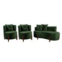 Ver imagem 1 de Conjunto 2 Poltronas + Sofá Curvo Orgânico Veludo Verde - Montanaris Decor