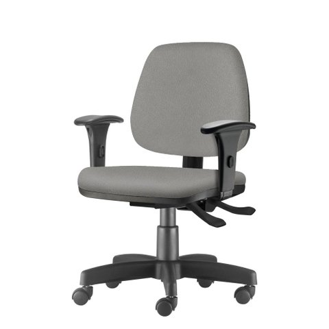 Cadeira Job com Bracos Assento Courino Cinza Claro Base Rodizio Metalico Preto - 54603