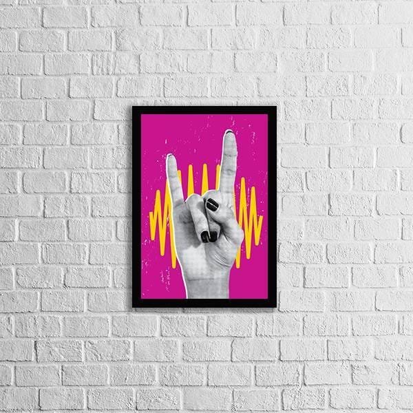 Quadro Decorativo Mão Símbolo Rock N' Roll - 1
