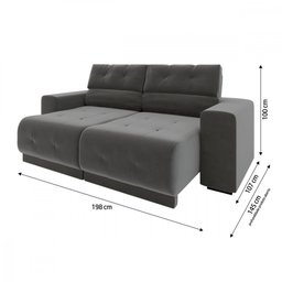 Sofá Retrátil e Reclinável 3 Lugares Tecido Veludo Cinza 3080 Mamflex - 2