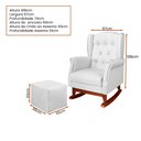 Ver imagem 3 de Poltrona Canoa Inês com Puff 67cm Corino Branco - Sallar Home