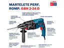 Ver imagem 2 de Martelete Perfurador Rompedor 820w 220v Gbh 2-24 D - Bosch