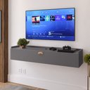 Ver imagem 2 de Rack Suspenso Home Classic New Pequeno Sala Estar Quarto Tv 32 Polegadas 1 Porta Puxador Concha - Lo