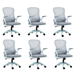 Kit com 6 Cadeira Escritório Diretor Office Columbus com Tela Mesh - 1
