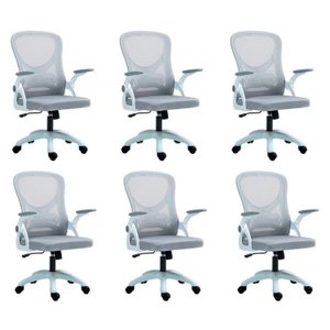 Kit com 6 Cadeira Escritório Diretor Office Columbus com Tela Mesh