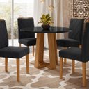 Ver imagem 2 de Mesa de Jantar Redonda 4 Lugares 100cm Ella N02 Ypê/Preto - Mpozenato