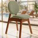 Ver imagem 1 de Cadeira para Sala de Jantar Cozinha Estofada Rattan Ibis L02 Bouclê Oliva - Lyam Decor