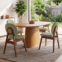 Ver imagem 5 de Cadeira para Sala de Jantar Cozinha Estofada Rattan Ibis L02 Bouclê Oliva - Lyam Decor