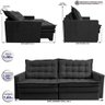 Sofá sem Caixa Retrátil Baú 1,60m Cama Inbox Secret Suede Velusoft Preto - 3
