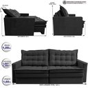 Ver imagem 3 de Sofá sem Caixa Retrátil Baú 1,60m Cama Inbox Secret Suede Velusoft Preto
