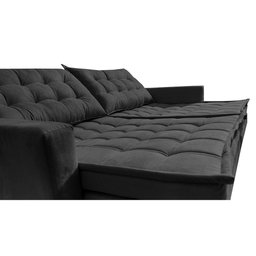 Sofá sem Caixa Retrátil Baú 1,60m Cama Inbox Secret Suede Velusoft Preto - 5