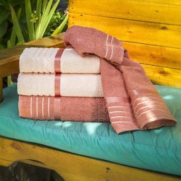 Kit Jogo De Toalhas De Banho Karsten Otto 8 Peças - Castanho e Salmão - 2