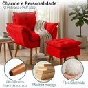 Ver imagem 4 de Kit Poltrona e Puff Alice Decorativa Confortável para Sala Recepção Manicure Quarto Tecido Suede