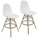 Ver imagem 1 de Kit 2 Banquetas Botonê Eiffel Assento Couro Base Fixa Madeira - Branco