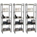 Ver imagem 1 de Kit 3 Estantes Livreiro Multiuso Prisma Estilo Industrial 60cm 5 Prateleiras C08 Snow - Mpozenato
