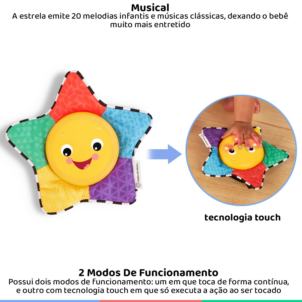 Piano Musical Infantil Educativo C/ Som E Luz Baby Einstein Cor