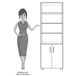 Estante Livreiro Multiuso Portas Pequenas 6 Prateleiras Office Preto Black - Móveis Leão - 5