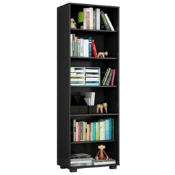 Estante Livreiro Multiuso Portas Pequenas 6 Prateleiras Office Preto Black - Móveis Leão - 1