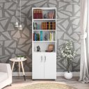 Ver imagem 2 de Estante Livreiro Multiuso Portas Pequenas 6 Prateleiras Office Branco White - Móveis Leão