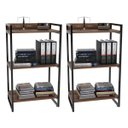 Ver imagem 1 de Kit 2 Estantes Livreiro Multiuso Prisma Estilo Industrial 60cm 3 Prateleiras C08 Nogal - Mpozenato