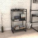 Ver imagem 2 de Kit 3 Estantes Livreiro Multiuso Prisma Estilo Industrial 60cm 3 Prateleiras C08 Preto Onix -