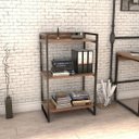 Ver imagem 2 de Kit 3 Estantes Livreiro Multiuso Prisma Estilo Industrial 60cm 3 Prateleiras C08 Nogal - Mpozenato