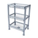 Ver imagem 1 de Fruteira de Plástico 3 Andares Retangular Empilhável Cinza