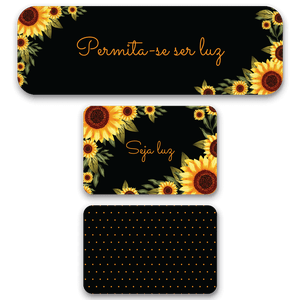 Kit de 3 Tapetes para Cozinha Girassóis Antiderrapante